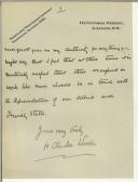 Carta de H. Charles Woods para Manuel Teixeira Gomes
