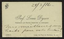 Cartão de visita de Louis Dyson a Teófilo Braga