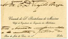 Cartão de visita do Visconde de S. Bartolomeu de Messines