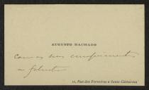 Cartão de visita de Augusto Machado a Teófilo Braga