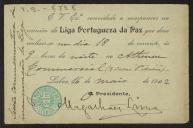 Convite de Magalhães Lima, presidente da Liga Portuguesa da Paz, a Teófilo Braga