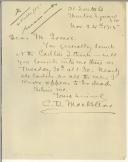 Carta de C. O. Mackellar para Manuel Teixeira Gomes