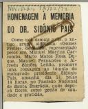 Homenagem à memória do Dr. Sidónio Pais