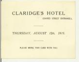 Convite do Claridge's Hotel para Manuel Teixeira Gomes