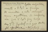 Cartão de visita de Gonçalves Neves a Teófilo Braga