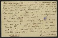 Bilhete-postal de Joaquim de Araújo a Teófilo Braga