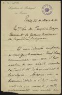 Carta de Justino de Montalvão para Teófilo Braga