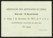 Cartão da Associação dos Advogados de Lisboa a Teófilo Braga