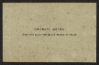 Cartão de visita de Onorato Mereu a Teófilo Braga