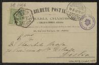 Bilhete-postal da Livraria <span class="hilite">Chardron</span> a Teófilo Braga