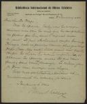 Carta de Warren F. Kellogg a Teófilo Braga