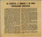 Ao Exército, à Armada e ao povo republicano