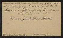 Cartão de visita de Cristiano José de Senna Barcelos a Teófilo Braga