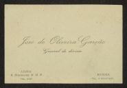 Cartão de visita de José de Oliveira Garção
