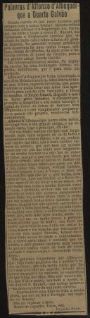 Palavras de Afonso de Albuquerque a Duarte Galvão