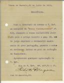 Carta de Gilberto Marques para Sidónio Pais