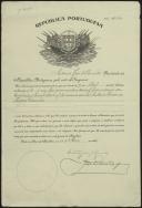 Carta patente de António José de Almeida promovendo Óscar Carmona ao posto de coronel