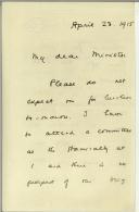 Carta de Eyre Crowe para Manuel Teixeira Gomes