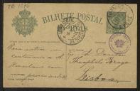 Bilhete-postal de António Francisco Barata a Teófilo Braga