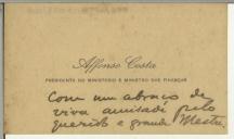 Cartão de Afonso Costa a Teófilo Braga