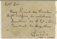 Carta de George Blanck da Costa para Rui Pereira da Cunha