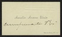 Cartão de visita de Aurélio Amaro Dinis a Teófilo Braga