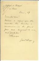Carta de João Chagas para Manuel Teixeira Gomes