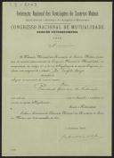 Carta do Secretário-Geral do Congresso Nacional de Mutualidade da Federação Nacional das Associações, a Teófilo Braga