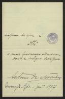 Carta de António de Noronha a Teófilo Braga, do Gabinete do Juíz do Tribunal Judicial de Mormugão