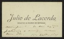 Cartão de visita de Júlio de Lacerda a Teófilo Braga