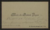 Cartão de visita de Maria da Piedade Viegas, Beatriz da Piedade Rodrigues a Teófilo Braga