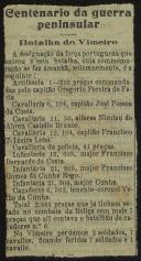 Centenário da guerra peninsular: batalha do Vimeiro