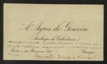 Cartão de visita de A. Aires de Gouveia a Teófilo Braga