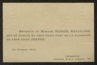 Cartão de visita de Marcel Bataillon e mulher a Teófilo Braga