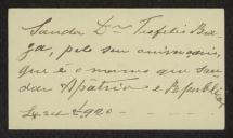 Cartão de visita de F. M. Costa Bravo a Teófilo Braga