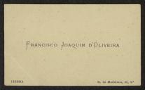 Cartão de visita de Francisco Joaquim de Oliveira a Teófilo Braga