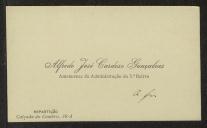 Cartão de visita de Alfredo José Cardoso Gonçalves a Teófilo Braga