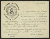 Cartão da Sociedade Literária "Almeida Garrett", a Teófilo Braga