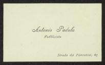 Cartão de visita de Antonio Padula a Teófilo Braga