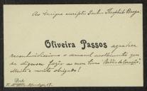 Cartão de visita de Oliveira Passos a Teófilo Braga