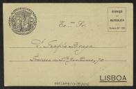Bilhete-postal da Academia das Ciências de Portugal a Teófilo Braga