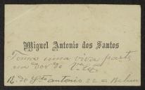 Cartão de visita de Miguel António dos Santos a Teófilo Braga
