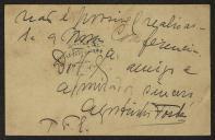 Bilhete-postal de Agostinho Fortes a Teófilo Braga