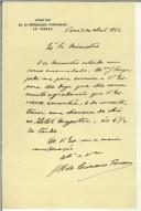 Carta de J. M. de Cisneiros Ferreira para Manuel Teixeira Gomes