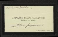 Cartão de visita de Alfredo Pinto a Teófilo Braga