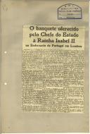 O banquete oferecido pelo Chefe do Estado à Rainha Isabel II na Embaixada de Portugal em Londres