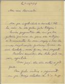 Carta de Henrique de Mendonça para Bernardo de Albuquerque Cardoso.