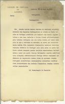 Cópia de telegrama do Encarregado de negócios para o Ministério dos Negócios Estrangeiros