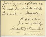 Carta de Henrietta J. Bankes para Manuel Teixeira Gomes