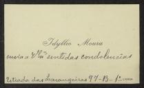 Cartão de visita de Idílio Moura a Teófilo Braga